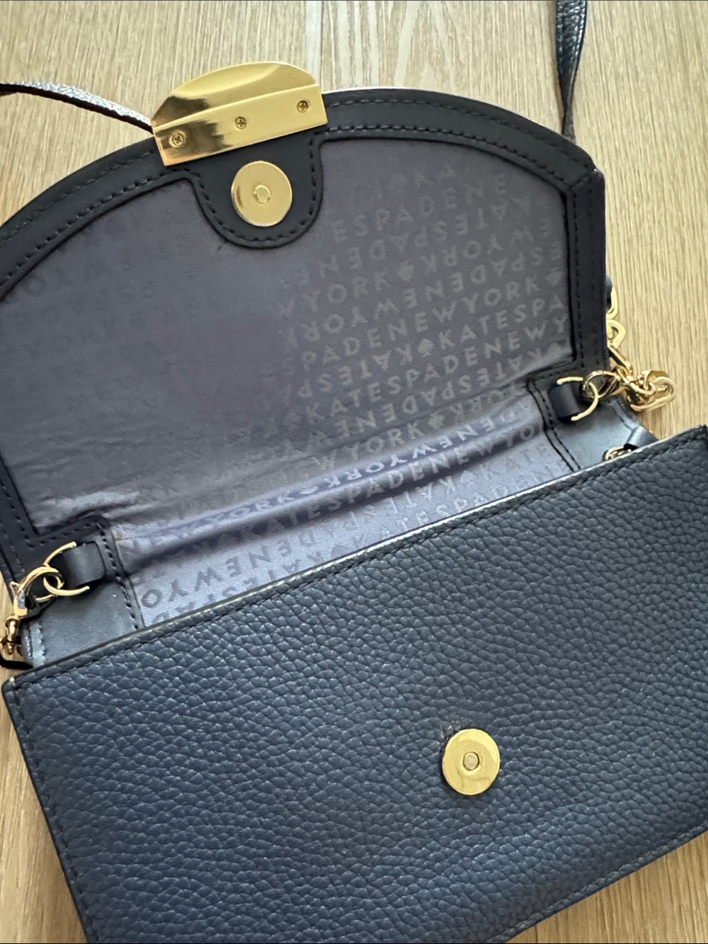 Kate Spade Blue Leather Clutch with Crossbody Strap - Picture 2 of 4